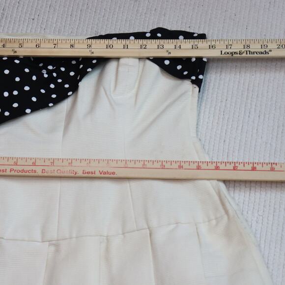 Vintage Morton Myles Neiman Marcus Strapless Dress 80s Ivory Polka Dot Size S - Picture 5 of 6